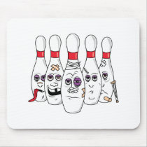 Funny Beat Up Bowling Pins Mousepads