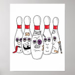 Funny Beat Up Bowling Pins Poster