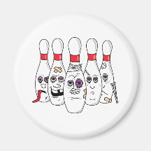 Funny Beat Up Bowling Pins Refrigerator Magnet