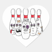 Funny Beat Up Bowling Pins Stickers