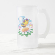 FUnny Bee Cartoon on Daisy Coffee Mug