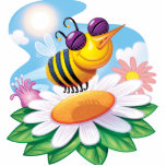 FUnny Bee Cartoon on Daisy photo sculptures