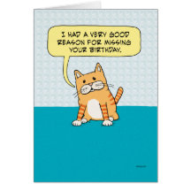 Funny Belated Birthday Cat Card