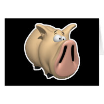 funny big snout pig greeting card