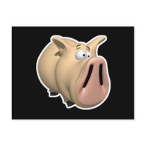 funny big snout pig postcards