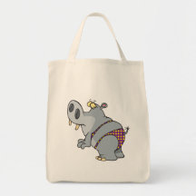 funny bikini hippo cartoon character canvas bag