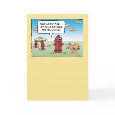 Funny birthday card: Alien and Dog