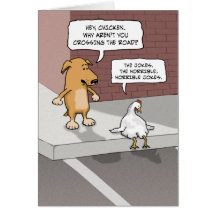 Funny birthday card: Dog and Chicken