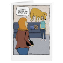 Funny birthday card: Dog on head