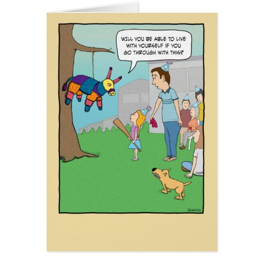 Funny birthday card: Girl vs. Pinata