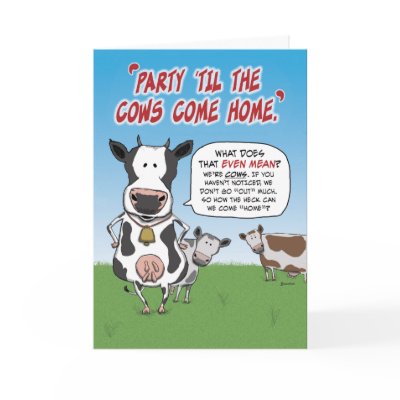 Funny birthday card: Party cows by chuckink