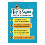 Funny birthday card: Top Five Signs