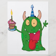 funny birthday monster cartoon character flyers
