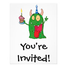 funny birthday monster cartoon character announcement