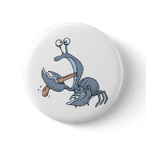 funny biting tongue crab pinback button