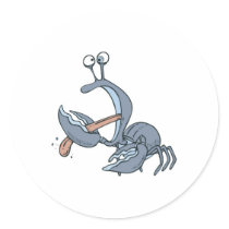 funny biting tongue crab round sticker