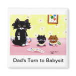 Funny Black Cat Tabby Art Magnet Creationarts