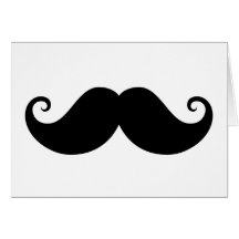 Funny black handlebar moustache trendy hipster greeting cards