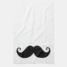 Funny black handlebar moustache trendy hipster kitchen towels
