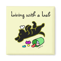 Funny Black Labrador Cartoon Illustration Fridge Magnets