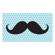 Funny black moustache blue polka dots personal business card