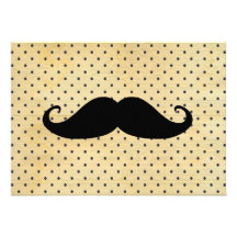 Funny Black Moustache On Vintage Yellow Polka Dots Custom Invitations