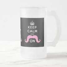 Funny Black, Pink Keep Calm and Moustache On Mug
