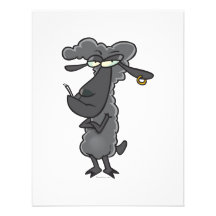funny black sheep cartoon character custom invitation