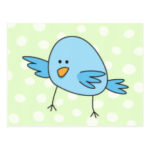 Funny blue bird kids animal cartoon postcard