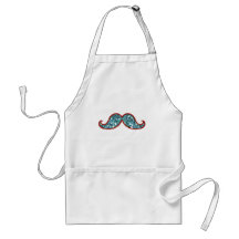 FUNNY BLUE MUSTACHE GLITTER APRONS
