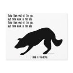 Funny border collie post card