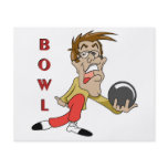 funny bowling man cartoon character full color flyer