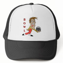 funny bowling man cartoon character hat
