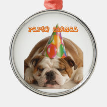 Funny Bulldog Gifts-Party Animal Sleeping Bulldog Christmas Ornament