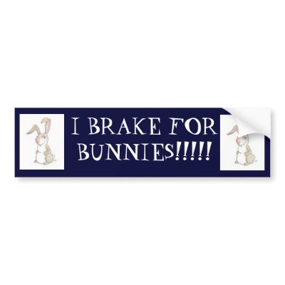 funny bunny, funny bunny, I BRAKE FOR BUNNIES!!!!! Bumper Sticker