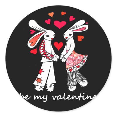 Funny, Bunny Love Round Stickers