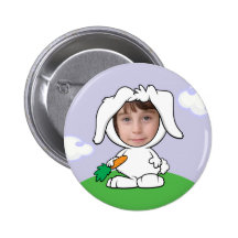 Funny Bunny Rabbit Photo Face Template Pinback Buttons