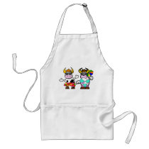 Funny Cartoon Beach Cow Couple Apron