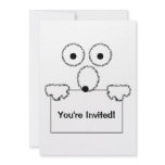 Funny cartoon black and white Invitation