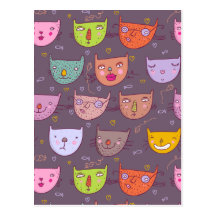 Funny cartoon cats post card