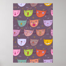 Funny cartoon cats poster