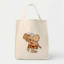 funny cartoon caveman with club tote bags