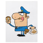 funny cartoon cop eating doughnuts flyers
