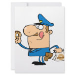 funny cartoon cop eating doughnuts invitations