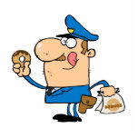 funny cartoon cop eating doughnuts photo sculptures