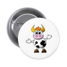 Funny Cartoon Cow Buttons