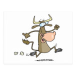 funny cartoon cow on the run moove post cards