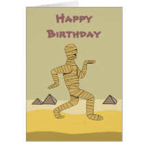 Funny Cartoon Egyptian Mummy Pyramids Custom Greeting Card