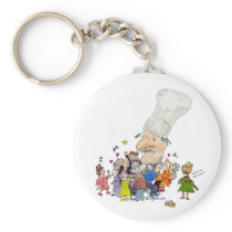 Funny Cartoon French Chef Keychains
