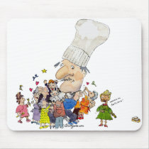 Funny Cartoon French Chef Mousemats